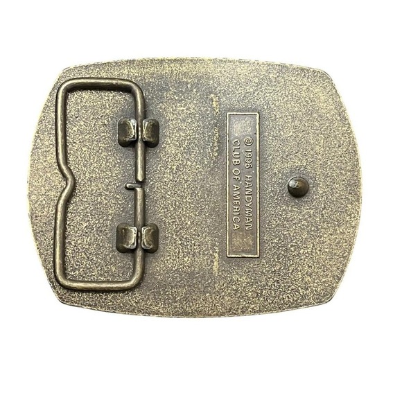 Vintage 1996 Handyman Club of America Life Member Belt Buckle Brass Tone Pouch - Picture 4 of 4